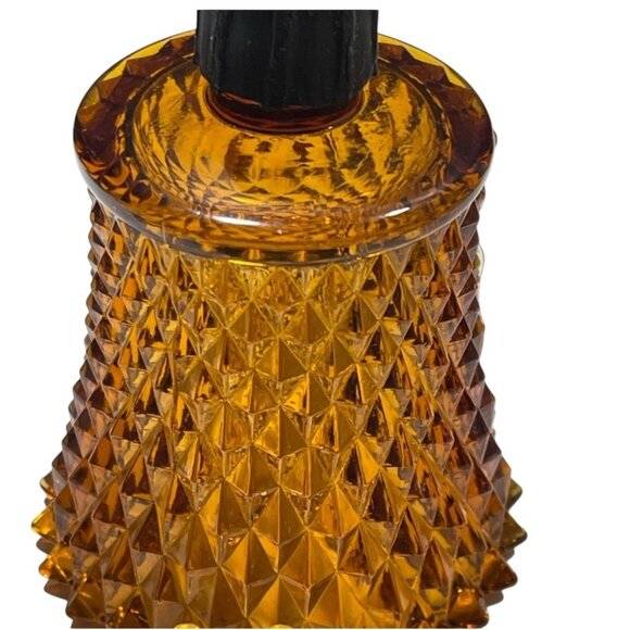Indiana Glass Amber Diamond-Cut Glass Candle Holder - Picture 5 of 9